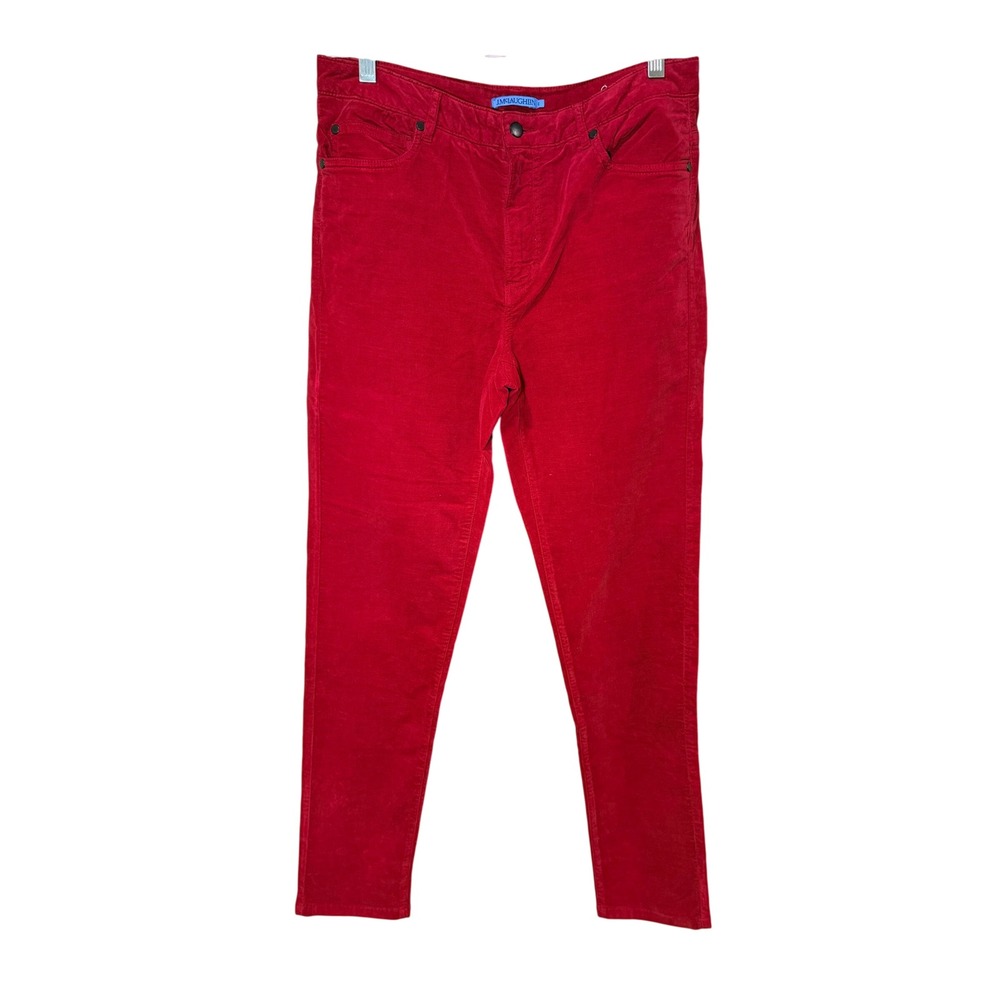 J McLaughlin Velvet Velour Pants Red‎ Slim Leg Size 6